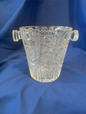 Vintage Glass Ice Bucket with Handles